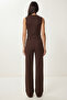 Gold Buttoned Modal Vest Trouser Set Lby0053 Brown - 5