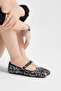Women's Black Silver Comfortable Fit Sequin Buckle Daily Ballerinas - 4
