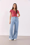 Women's Matilda Button Detailed Fitted T-Shirt 100% Cotton - Dried Rose - 3