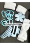 Luxury Velvet Towel Bow Makeup Bandana Wristband Rubber Band Flower Buckle Combination Set Blue - 2