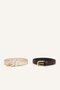 Women's Oval Buckle 2-Piece Faux Leather Belt H5085Axns