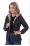 Anthracite Dark Gray Plain Fur Lined Double Chest Pocket Women's Comfortable Loose Cut Hooded Jacket Shirt - 3