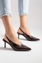 Women's Brown Pointed Toe Heeled Shoes 6 cm Thin Heel Stylish Daily Classic - 5