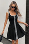 Women's Round Neck Strappy Stripe Patterned Flared Dress - 3