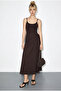 Women's Bitter Brown Waist-Tied Long Flared Skirt De261032 60286077