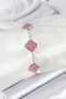 Stylish 316L Steel Silver Chain Pink Color Clover Bracelet Teachers Mothers Valentine's Day Gift
