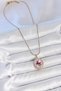 Stylish 316L Steel Gold Color Chain with Purple Enamel and Pearl Flower Embroidery Portrait Model Women's Necklace with Teacher - 2