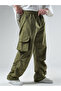 Design Cargo Pocket Parachute Fabric Green Men's Baggy Pants Coc3081 - 4