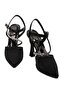Black Stone Silvery Classic Heel Women's Shoes - 5