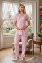 New Season Powder Shawl Collar Buttoned Summer Jacquard Short Sleeve Maternity Pajama Set - 4