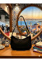 Nubuck Black Women's Baguette Handbag