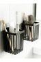 2-Piece Set Adhesive Bathroom Hair Brush Comb Organizer Toothbrush Holder Multi-Purpose Kitchen Wall Shelf - 3
