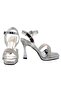 Silver Patent Leather Stone Classic Heel Women's Shoes - 4