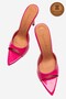 Genuine Leather Handmade Fuchsia Patent Leather Pointed Toe Thin Heeled Slippers Sonade - 5