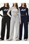 3 Pieces Unisex Black + Gray + Navy Blue Wide Fit Wide Leg Sweatpants