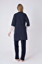 Maternity Pajamas Dressing Gown 3-Piece Set Polka Dot Lace Sleeves Buttoned Breastfeeding Cotton Viscose Maternity Set - 6