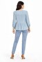 Women's Blue Collared Muslin Shirt with Elastic Sleeves - 2
