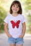Butterfly Detail Sequined Basic T-Shirt for Girls Suitable for April 23Rd Shows and Celebrations - 3