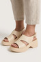 Beige Color Genuine Leather Women's Platform Sole Asymmetrical Women's Sandals with Back Strap Real Leather - 3