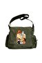 Vintage Sweet Cute Cat Printed Unisex Khaki Messenger Bag