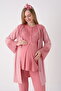 Ribbed Textured Sleeves, Wide Laced Sleeves, 3-Piece Maternity Pajama Set - 3