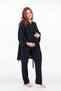 New Season Black Braided Jacquard Lace Design Cotton Maternity Pajama Set 3-Piece Pajama Set