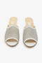 White Genuine Leather Perforated Women's Heeled Slippers - 6