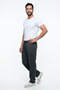 Men's Smoked Baggy Cut Pique Fabric Elastic Waist Loose Fit Comfortable Cut Sweatpants - 4