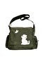 Vintage Sweet Cute Cat Printed Unisex Khaki Messenger Bag