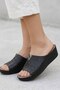 Women's Black Belted Comfort Casual Slippers - Anatomical Sole Summer Slippers
