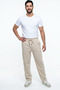 Men's 3-Pack Baggy Cut Elastic Waist Wide Leg Pique Fabric Comfortable Fit Pants - 5
