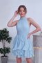 Women's Halter Neck Flounce Mini Chiffon Dress Baby Blue, Powder, Burgundy - 5