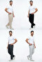 Men's Baggy Cut, Elastic Waist, Wide Leg, Pique Fabric, Comfortable Fit Pants