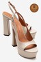 Genuine Leather Beige Open Back Platform Heeled Handmade Women's Shoes Sonia - 2