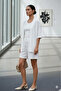 Women's White Wrinkled Textured Oversized Kimono and Elastic Waist Shorts Summer Two-Piece Set