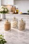 Set of 3 Borosilicate Glass Optical Striped Crystal Jars with Gold Lids 630 ml - 2