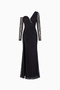 Women's Black Chest Detailed Long Lace Evening Dress - 7