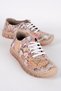 Fuchsia Women's Genuine Leather Rubber Laced Colorful Floral Patterned Casual Shoes B4519 - 2
