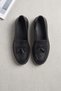 Black Leather Tasseled Genuine Leather Women's Loafer Shoes Black Leather Pompom Women's Moccasin Shoes - 4