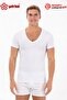 355 Premium Men's White Comfortable Fit Deep V-Neck Short Sleeve Seasonal Undershirt/T-Shirt