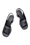 Women's Genuine Leather Mid-Heel Sandals 6358 Black - 3