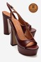 Genuine Leather Burgundy Open Back Platform Heeled Handmade Women's Shoes Sonia - 2