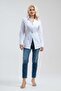 Women's White Large Metallic 2-Button Cuff Slim Fit Cotton Lycra Shirt