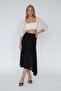 Women's Black Asymmetrical Cut Half Lined Knitted Skirt Alc-X15466