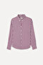 Women's Plum Striped Oversize Long Sleeve Shirt - 4