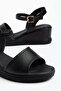 Women's Wedge Heel Sandals Shoes Black Thick Single Strap with Helmet Style - 2