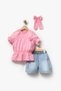 Girl's Drawstring Badi Denim Shorts with Hair Clip 2-Piece Girl Set 3704 Smr - 3