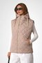 Women's Beige Hooded Quilted Puffer Vest with Zipper, Casual and Comfortable - 2