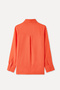 Women's Orange Long Sleeve Linen Shirt - 5