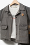 Denim Shirt Denim Shorts and T-Shirt 3-Piece Boy's Set 3701 Smr - 5